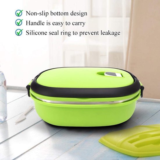 Roestvrijstalen meerlagige geïsoleerde lunchbox, 1.8L geïsoleerde voedselhouder Doos draagbare voedselcontainer met niet-geweven zak Warme maaltijd voor kantoorpersoneel Studenten