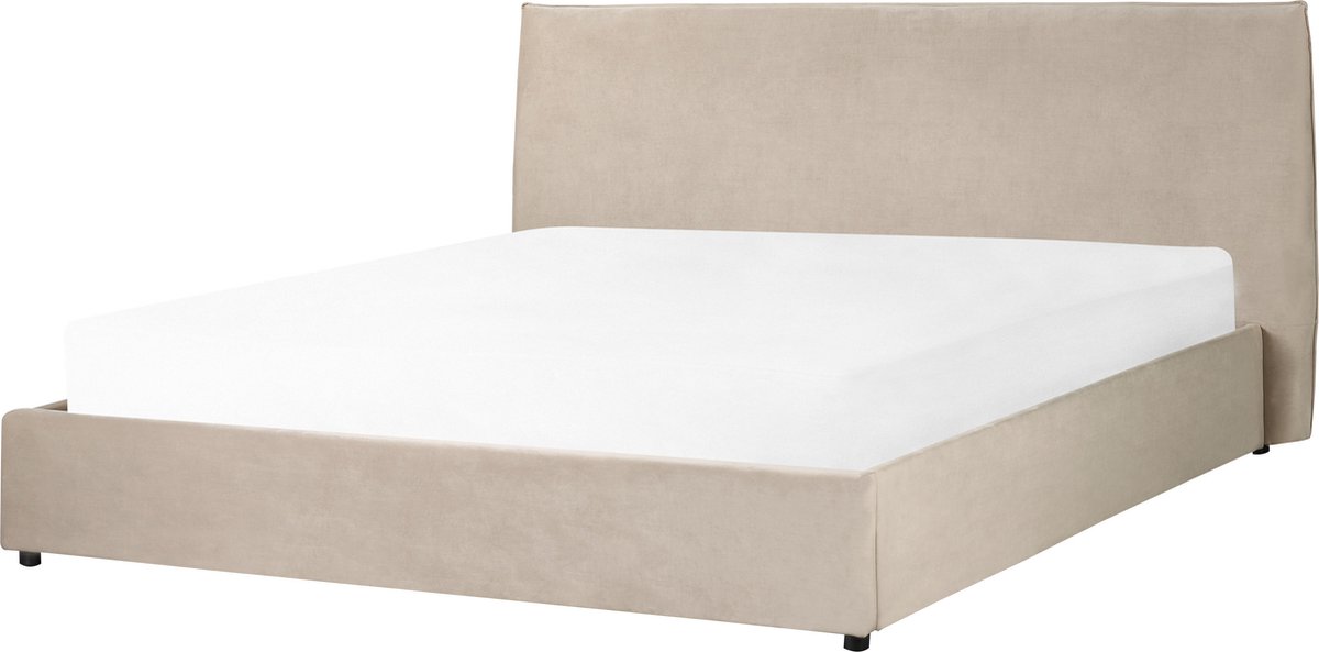 BELIANI LAVAUR - Bed met opbergruimte - Taupe - 180 x 200 cm - Fluweel