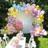 Fienosa Ballonnenboog Geel Blauw Pastel - Luxe Verjaardag Ballonnen - Ballonnenboog - Verjaardag - Bruiloft decoratie - 119 stuks - Helium Ballonnen - Ballonnen Pilaar