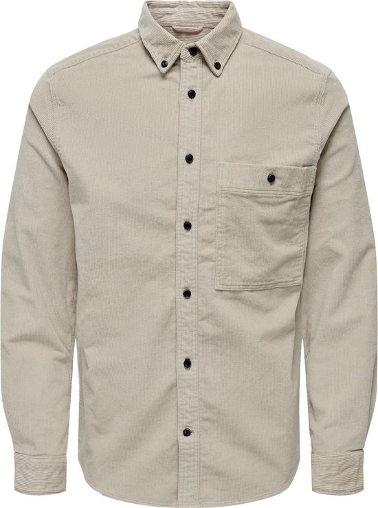 Only & Sons Overhemd Onsnewterry Reg Cord Ls Shirt Noos 22026296 Silver Lin Mannen Maat - L
