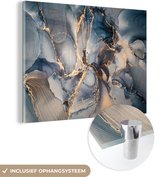 Glasschilderij abstract - Marmer - Goud - Marmerlook - Schilderijen woonkamer - Foto op glas - Glasplaat - Kamer decoratie - 40x30 cm - Wanddecoratie - Muurdecoratie - Slaapkamer - Schilderij glas