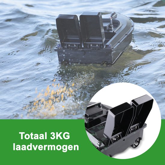 BUDDIE'S® Voerboot - 2 Batterijen - 3KG Laadvermogen - 2 Voerbakken - Verlichting - 500 meter bereik - Opbergtas - Voerboot Karper - Baitboat - Karpervissen van Merkloos — afbeelding 4