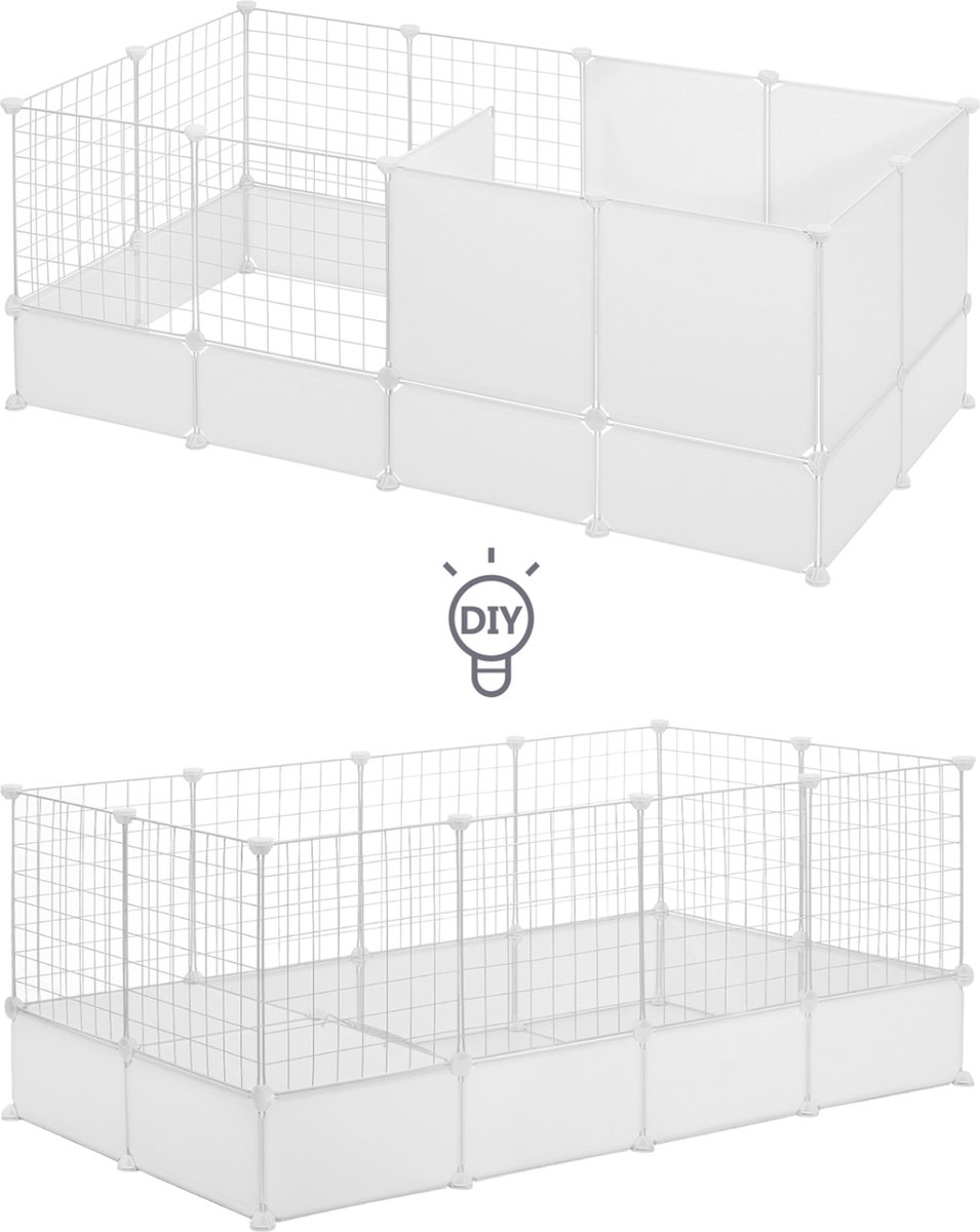 Happyment Knaagdierenren Ziva - Ren hoog - Verstelbaar - Voor binnen - Kattenren - Dierenren - Puppyren - Kleine dieren - Kittens - Wit - 142x53x71 cm thumbnail 8