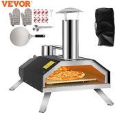 VEVOR - Pizzaoven - Pizza oven voor buiten - houtpellets Gestookt - ø 30 cm - Draagbaar en Opvouwbaar - Tot 500°C - Pizzaschep - Handschoenen - Opbergtas - Pizzasnijder -