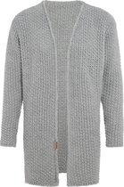 Knit Factory Carry Gebreid Dames Vest - Grof gebreid dames vest - Lichtgrijze cardigan - Damesvest gemaak uit 30% wol en 70% acryl - Licht Grijs - 36/38