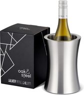 Premium Roestvrijstalen Wijnfleskoeler met Geschenkverpakking - 19x10cm - Dubbelwandig & Stijlvol - Stevig & Lichtgewicht - Elegante Concave Vorm