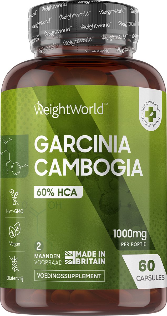 WeightWorld Garcinia Cambogia Pure - 1000mg - 60 Capsules voor 2 maanden - Weight World