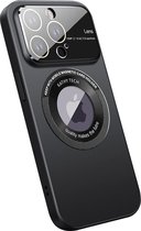 Hoesje Geschikt voor iPhone 14 Pro Max hoesje Magnetisch Met Lens beschermer Zwart