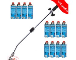 Borvat® - Onkruidbrander - onkruidverdelger - Regelbare gastoevoer - met piëzo-ontsteking - 12X gasfles 227g