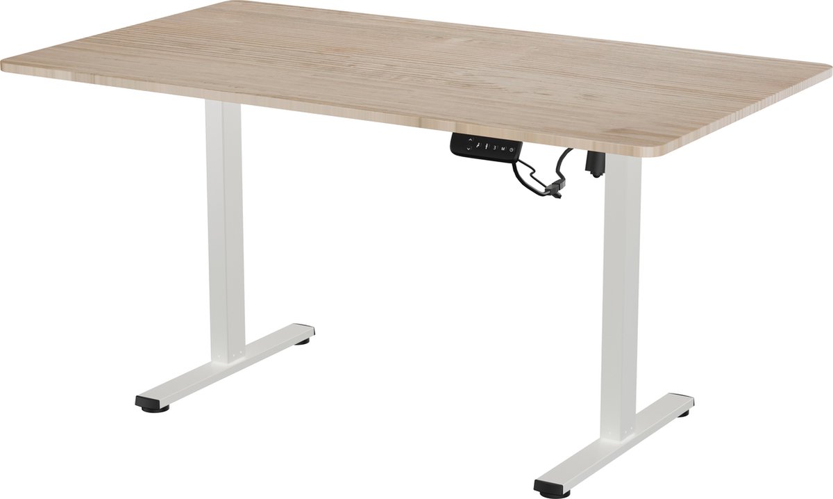 Vestland Zit-Sta Bureau Elektrisch In Hoogte Verstelbaar - Conform ARBO-norm - Geheugenfunctie - 140 x 80 CM - Eiken Wit