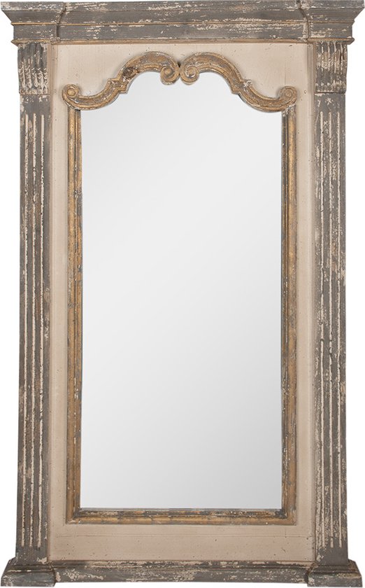 Clayre & Eef Spiegel 90x153 cm Grijs Beige Hout Glas Wandspiegel