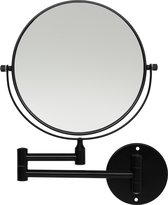 LYVION Make-up spiegel - Scheerspiegel - Vergrootspiegel - 2 Spiegels - Voor aan de wand - Uitklapbaar - Verstelbaar - Cosmeticaspiegel - Dubbelzijdig - RVS - Zwart