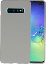 Bestcases Color Telefoonhoesje - Backcover Hoesje - Siliconen Case Back Cover voor Samsung Galaxy S10 Plus - Grijs