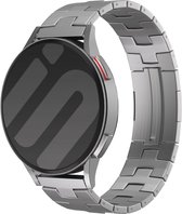 Strap-it Smartwatch bandje 22mm - Titanium grain band met platte sluiting geschikt voor Samsung Galaxy Watch 1 46mm / Watch 3 45mm / Gear S3 Classic & Frontier - Huawei Watch GT 1/2/3 46mm / GT 2 Pro - Amazfit GTR 2/3/4 - Fossil Gen 5 - zilver