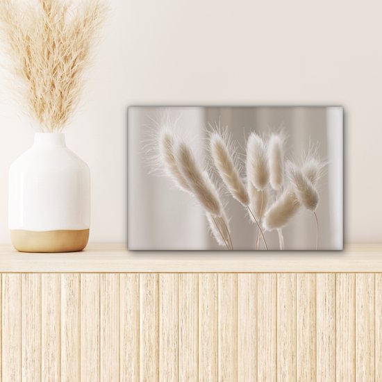 Peinture sur toile 30x20 cm - Décoration murale Herbe de la Pampa - Plume - Wit - Décoration murale murale salon - Décoration chambre - Accessoires de chambre - Peintures