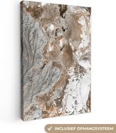 Tableau sur toile abstrait - Marbre - Wit - Marron - Aspect marbre - 60x90 cm - Décoration murale
