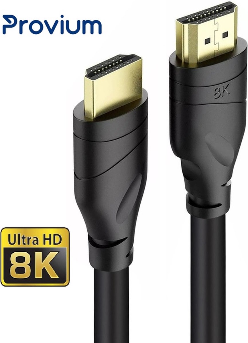 Provium - HDMI 2.1 kabel - Ultra HD 8K - HDMI naar HDMI kabel - voor o.a. PS5 en Xbox Series - 1 meter - zwart