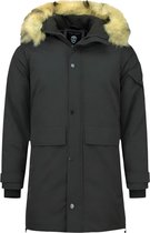 Enos Long Parka Jacket Hommes - Avec Col En Fourrure - Noir Hommes Veste D'hiver Hommes Veste Taille XS