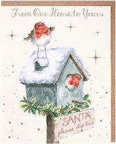 Wrendale Christmas Cards Bloc-notes - 8 pièces - 'Please Stop Here' Robin Christmas card pack