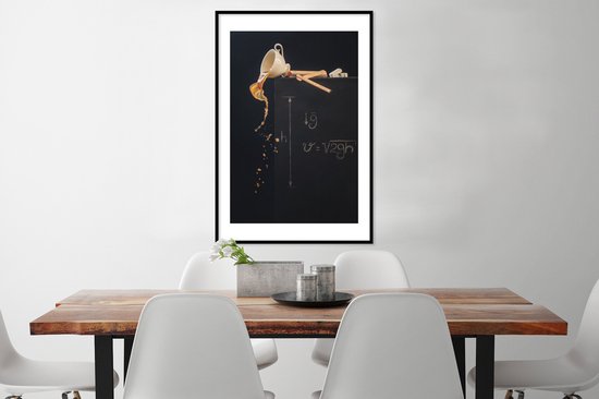 Koffie - Schoolbord - Kop - Wanddecoratie - Muurdecoratie - Poster - Fotolijst - 60x90 cm