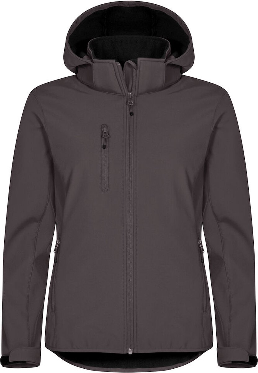 Clique Softshell jas met Capuchon Basic Dames - Donkergrijs - Maat XXL/44