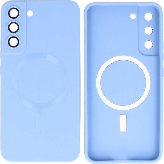Hoesje Geschikt voor Samsung Galaxy S22 - Back Cover - MagSafe Hoesje met Camera Beschermer - Blauw