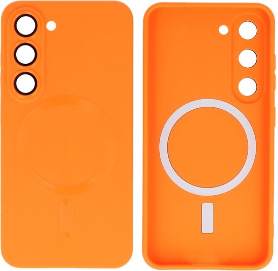 Hoesje Geschikt voor Samsung Galaxy S23 - Back Cover - MagSafe Hoesje met Camera Beschermer - Oranje