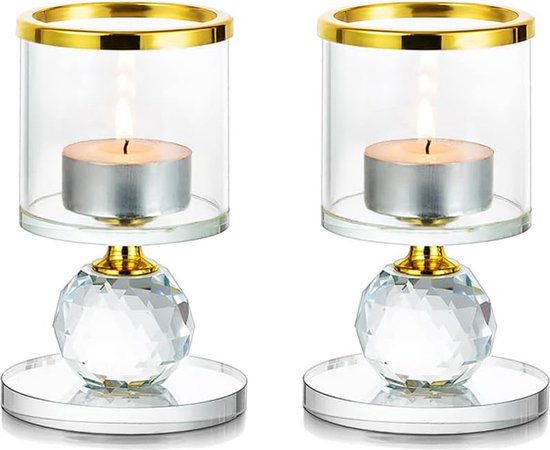 Lot de 2 bougeoirs en cristal Bougeoir Photophore en verre pour bougies  pilier Bougies... | bol