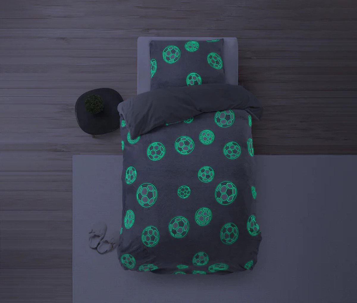 Housse de couette Voetbal- Glow in the Dark - Micropolaire - 140x200/220 -  avec