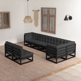The Living Store Loungeset - Grenenhout - Zwart - 70x70x67 cm - Incl - kussens