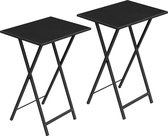 Bijzettafel inklapbaar, kleine tafeltje, tv-tray set van 2, klaptafel, snacktafel, industriële stijl, sofatafel voor kleine ruimte, eenvoudig te monteren, zwart EUBK25BZ01