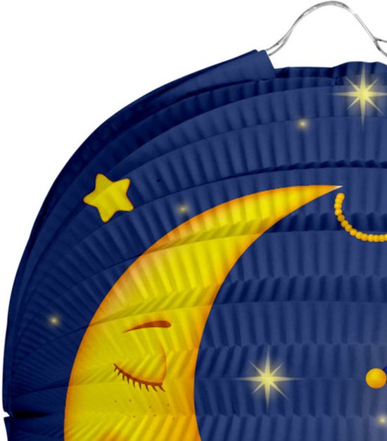 Folat Lampion maan - 3x - 22 cm - donker blauw - papier - Sint maarten/kinderfeestje lampionnen van Folat — afbeelding 3