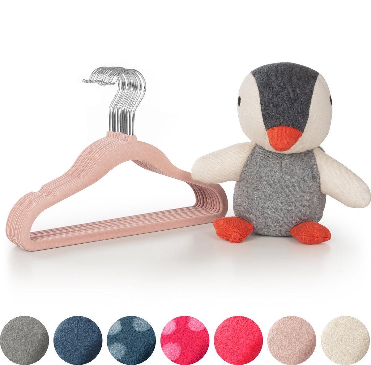 Laleni Fluwelen Kledinghangers Kinderen - Kleerhangers Peuter - Misty Rose - Set van 50