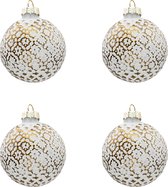 HAES DECO - Kerstballen Set van 4 - Formaat (4) Ø 6x6 cm - Kleur Goudkleurig - Materiaal Glas - Kerstversiering, Kerstdecoratie, Decoratie Hanger, Kerstboomversiering