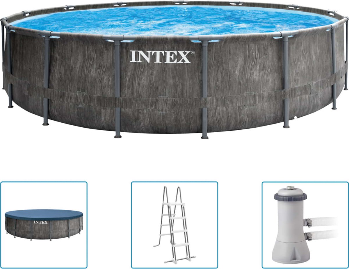 Intex Greywood Prism Frame zwembad 457x122 cm. met filterpomp en accessoires | Pool - Intex
