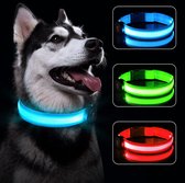 LED Hondenhalsband, USB Oplaadbare LED Oplichtende Halsband Verstelbare Waterdichte Halsband Lichtgevend met 3 Verlichtingsmodi voor Kleine Middelgrote Grote Honden -M, Blauw [Energieklasse A]