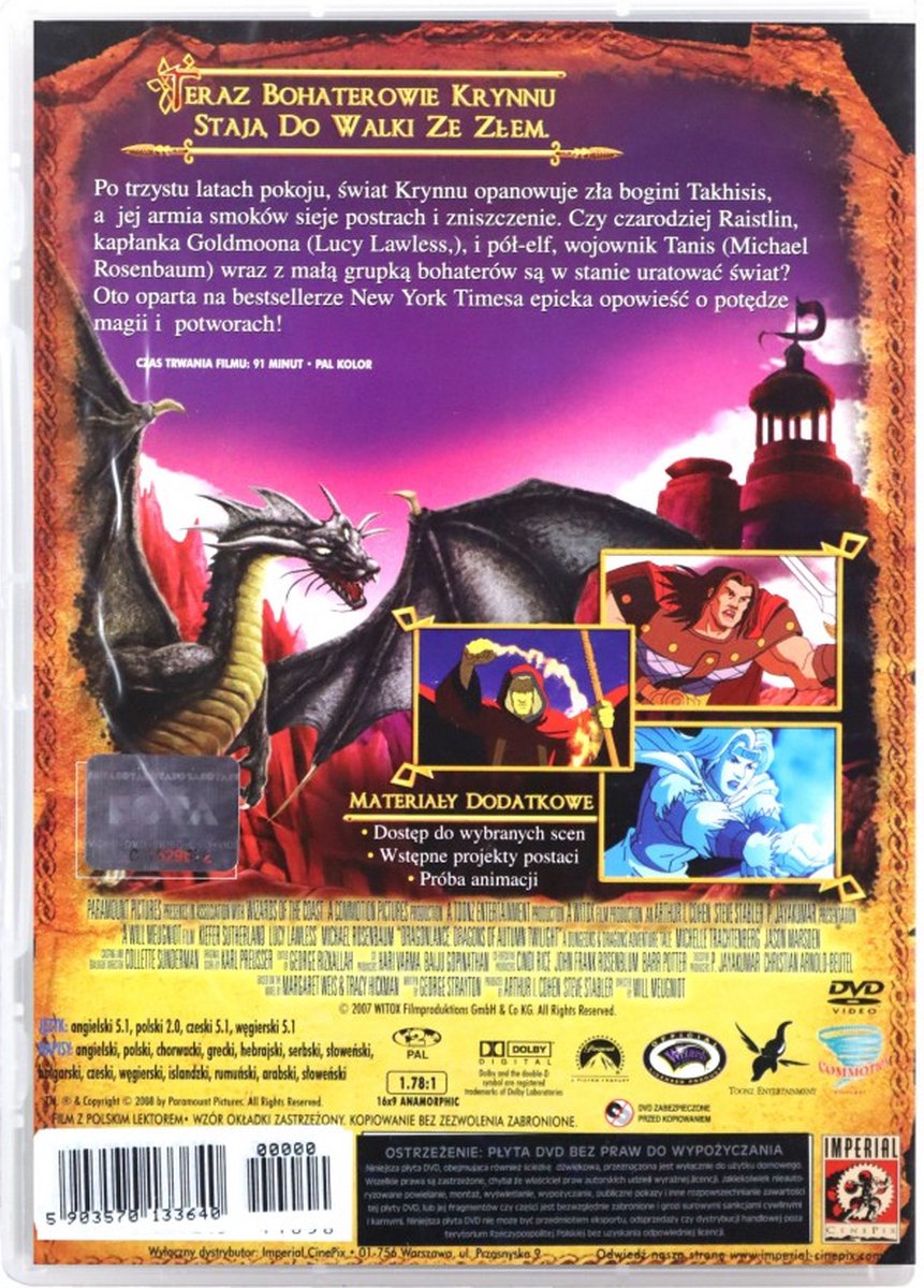 Dragonlance Dragons of Autumn Twilight DVD Dvd Kiefer  