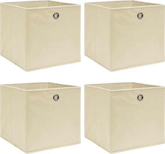 The Living Store Inklapbare opbergbox - Nonwoven stof - 32x32x32 cm - Crème