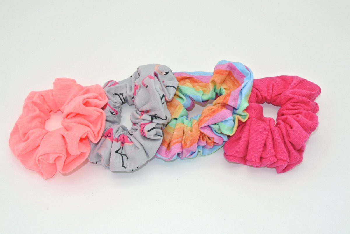 Scrunchies - 4 stuks - meisjes - dames - handgemaakt - haaraccessoires - haarelastiek - diverse kleuren