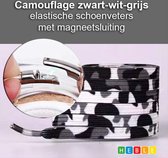 Camo Veters - Army - Elastische Veters met Magnetische Sluiting - Wit/Zwart/Grijs - van Heble®