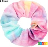 2 x Tie-Dye Velvet Scrunchie - Haarwokkel - Multi-Kleuren van Heble®