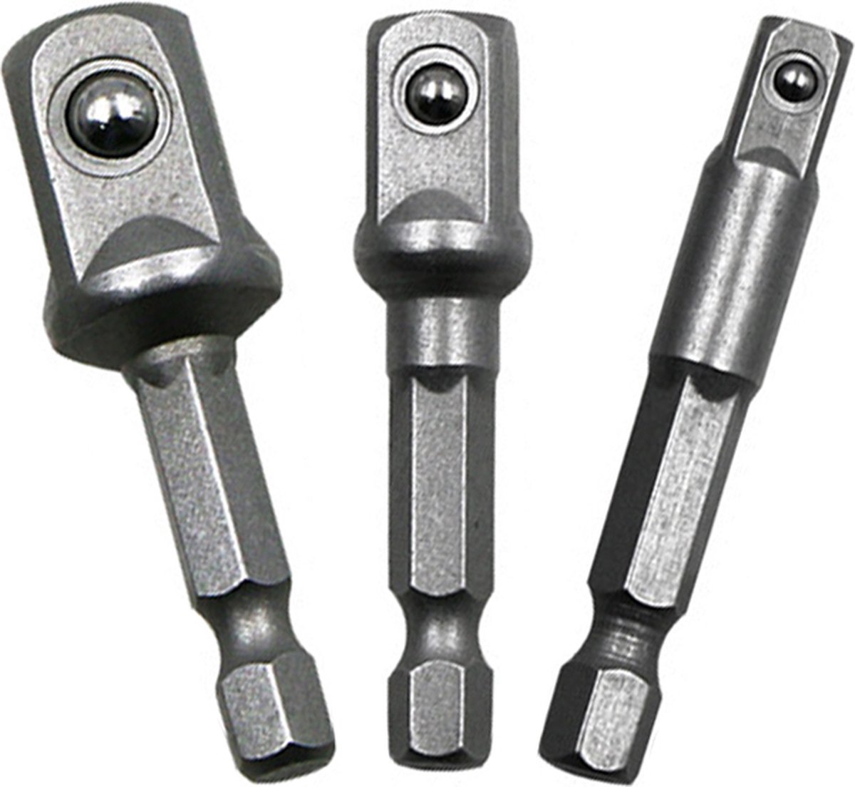 Schroefdop - Bithouderset - Bitadapter - Bitkoppeling - dophouder - Staal - 3 delig - 3 maten - Universeel - Boorkophouder - bitdrager