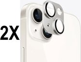 Screenz® - Camera lens protector geschikt voor iPhone 13 / 13 Mini luxe zilver - Screenprotector - Beschermglas - Glasplaatje geschikt voor iPhone 13 / iPhone 13 Mini - 2 stuks