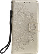 Shop4 - Geschikt voor Samsung Galaxy A22 4G Hoesje - Wallet Case met Pasjeshouder Mandala Patroon Goud