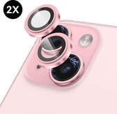 iPhone 15 / 15 Plus Camera Lens protector - Roze - Eenvoudige Installatie - 2 stuks - Camera Protector iPhone 15 - Gehard Glas - Screenprotector
