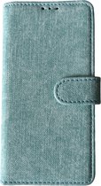 PU Leder jeans-look wallet Case - Book Case Flip Cover Hoesje Met Stand Functie - Beschermhoes Met Pasjes Houder - Geschikt voor Appel iPhone 15 / iPhone 14 - Mintgroen