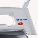 Wit Severin strijkijzer met een indicatorlampje en een draaiknop.