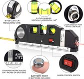 Niveau à bulle laser professionnel - Batterie incluse - Laser vertical, horizontal et croisé - Bricolage - Ruban à mesurer, règle et niveau à bulle