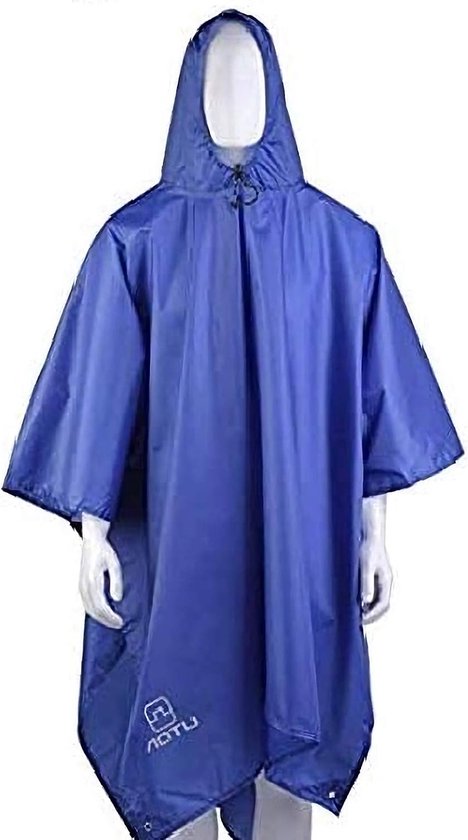 3-in-1 uniseks regenponcho, regenjas, poncho, regencape, mat, rugzakhoes voor volwassenen (blauw)