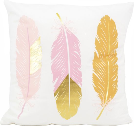 Sierkussen Colorful Feathers | 45 x 45 cm | Katoen/Polyester